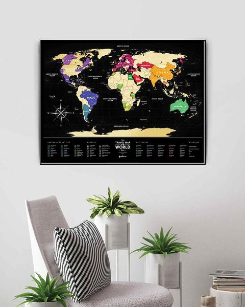 Скретч Карта Світу Travel Map® Black BW фото