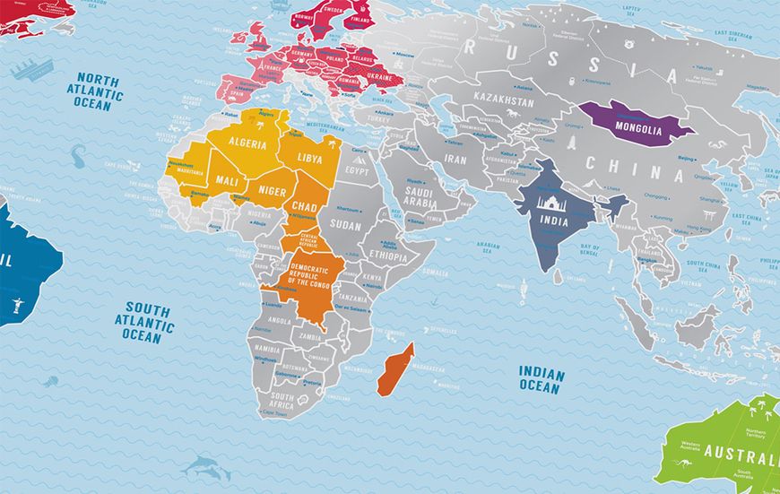 Скретч Карта Світу Travel Map® Silver World SW фото