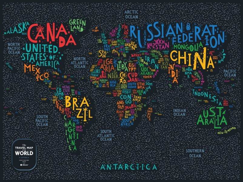 Скретч Карта Мира Travel Map® LETTERS World LW фото