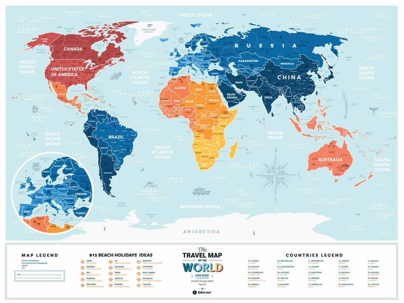 Скретч Карта Світу Travel Map® Holiday Lagoon World HLW фото