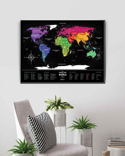 Скретч Карта Світу Travel Map Black у рамі BWF фото