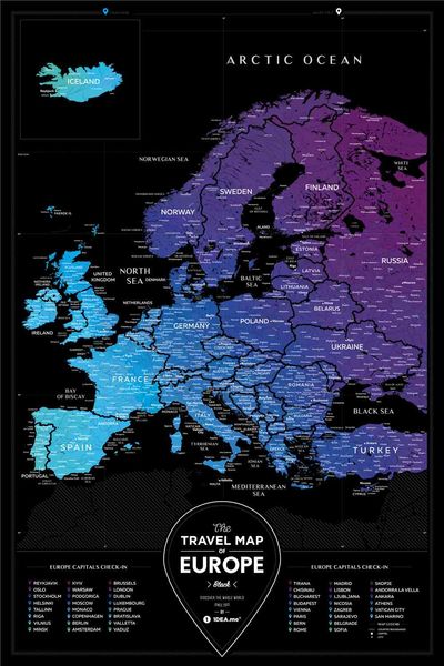 Скретч карта Европы Travel Map® Black Europe BE фото