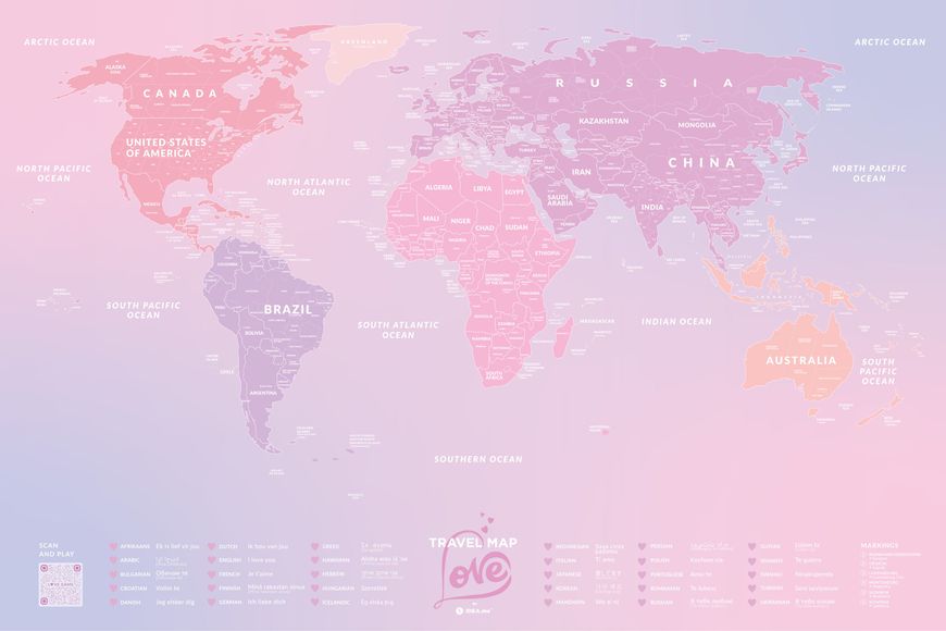 Cкретч Карта Світу Travel Map Love World LVW фото