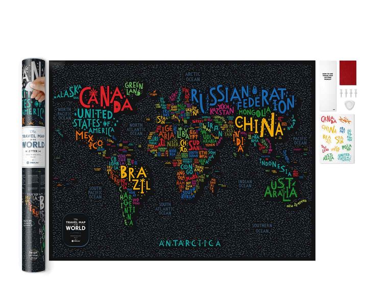 Travel Map® LETTERS World в раме LWF фото