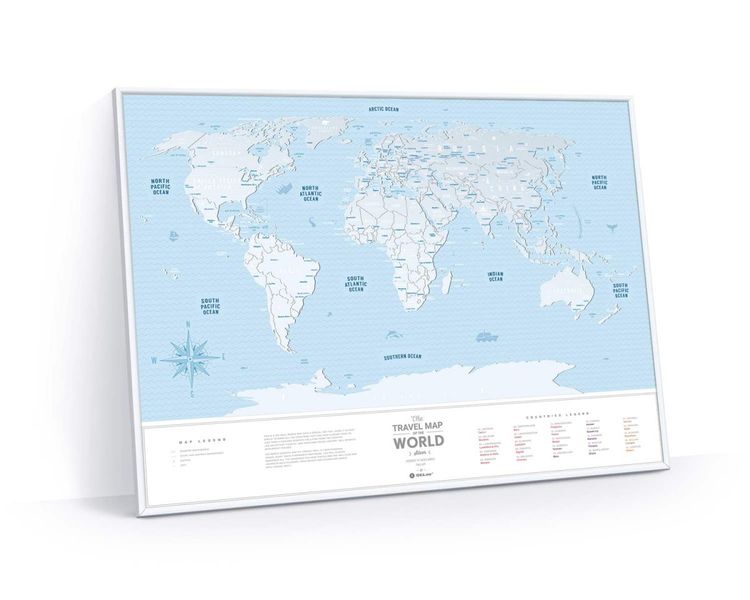 Скретч Карта Мира Travel Map Silver в раме SWF фото