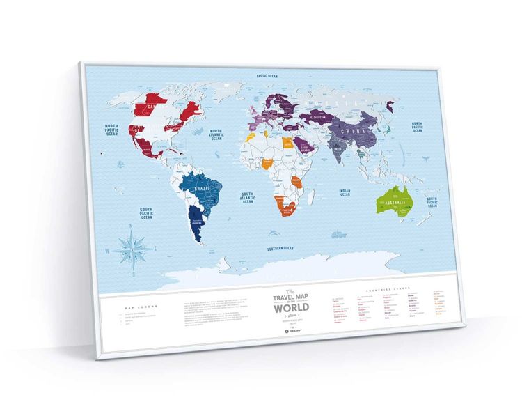 Скретч Карта Мира Travel Map Silver в раме SWF фото