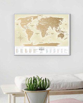 Скретч Карта Мира Travel Map Gold в раме 3712 фото