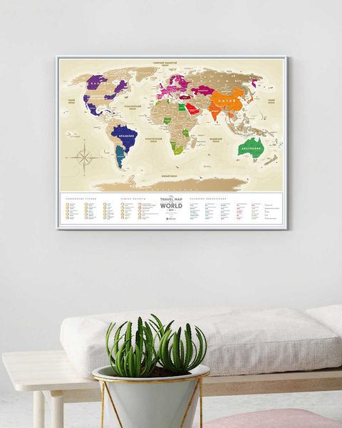 Скретч Карта Мира Travel Map Gold в раме GWruF фото