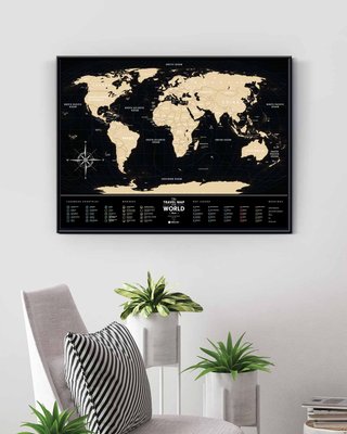 Скретч Карта Мира Travel Map Black в раме BWF фото