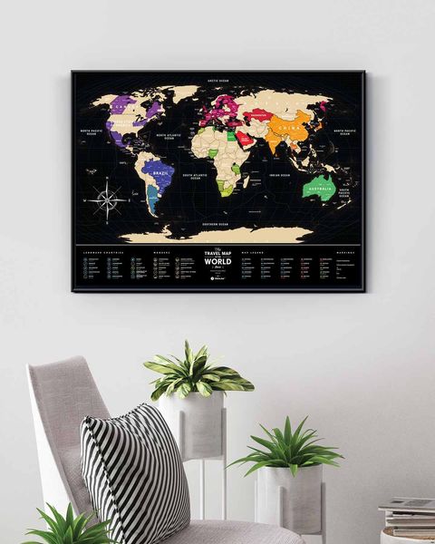 Скретч Карта Світу Travel Map Black у рамі BWF фото