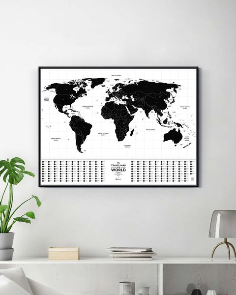 Скретч Карта Світу, що світиться Travel Map® Glow World в рамі GLWF фото