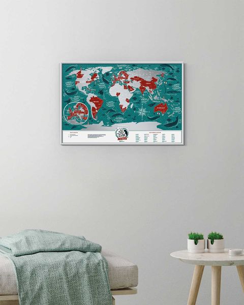 Скретч Карта Світу Travel Map Marine у рамі MWF фото