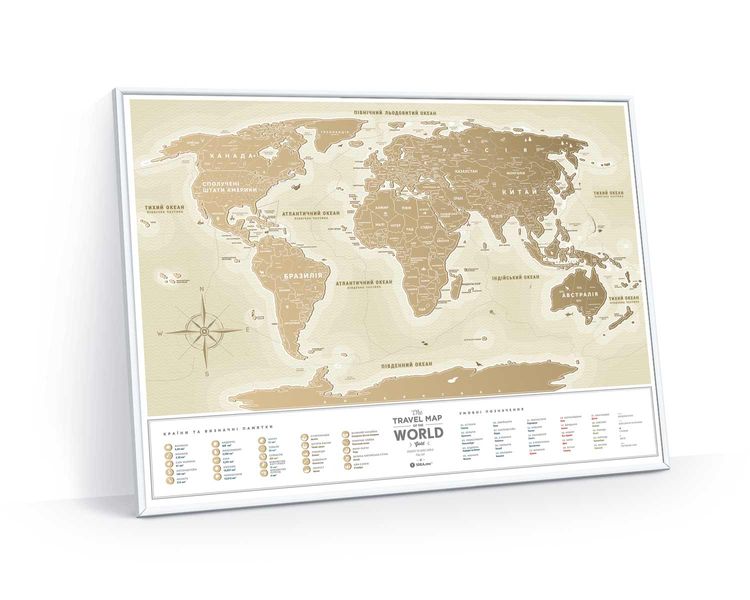 Скретч Карта Мира Travel Map Gold в раме (укр.) GWuaF фото