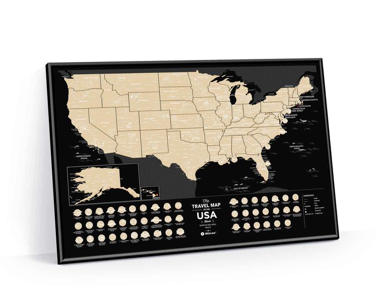 Скретч Карта Travel Map® of the USA Black 5446 фото